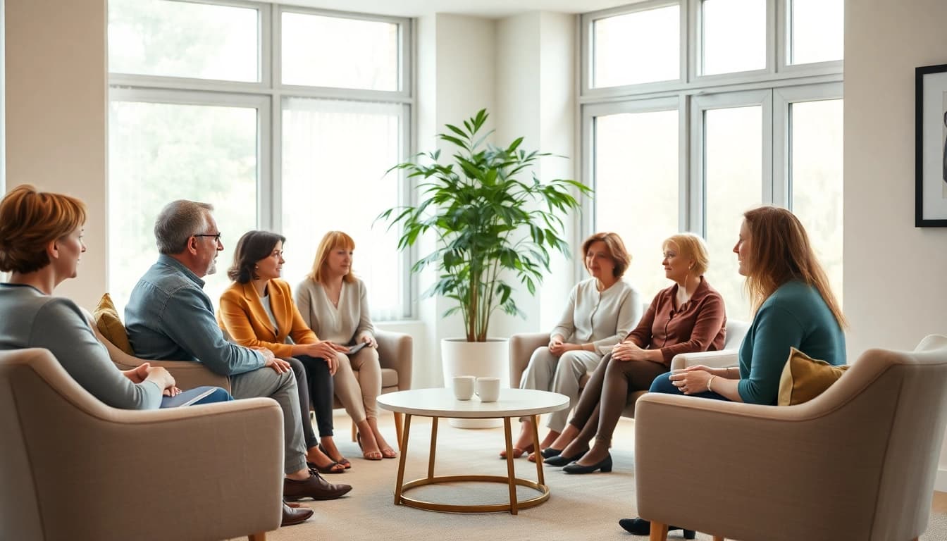 Sternenkinder Seminar participants engage in heartfelt discussions in a calming environment.