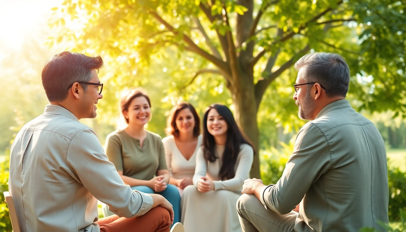 Sternenkinder Seminar participants sharing emotions in a serene nature setting.