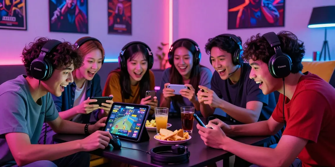 Engaged friends playing on B52 CLUB at home, showcasing excitement and camaraderie at https://b52club.radio.fm/.