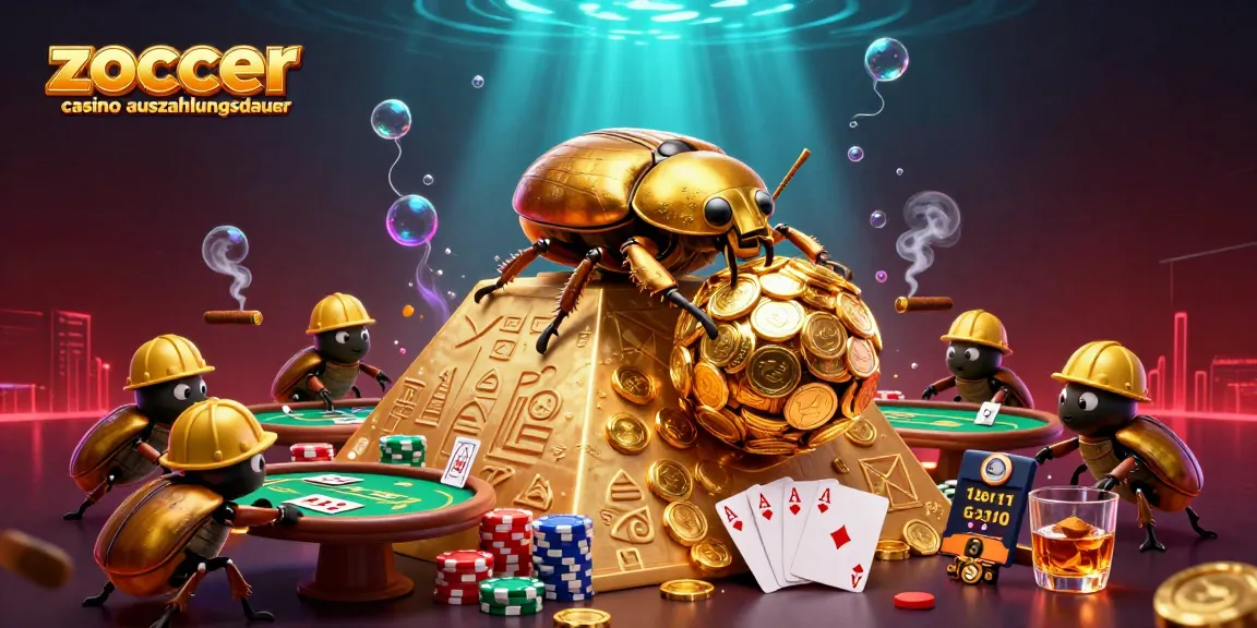 Experience fast payouts at Zoccer Casino auszahlungsdauer with a vivid 3D scene of casino elements.
