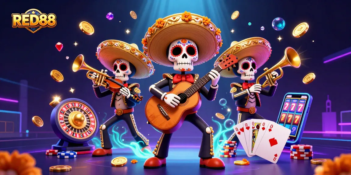 Spin to win at RED88 with vibrant mariachis and dazzling casino elements!